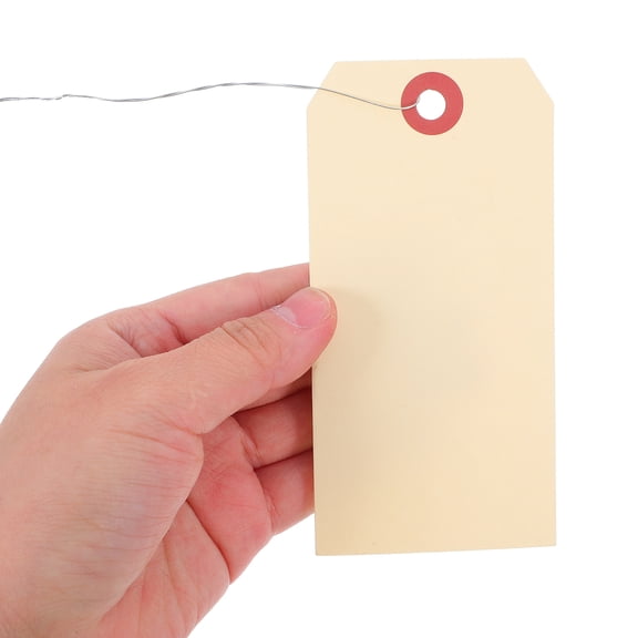 Blank Shipping Tags, 100 pcs 4 3/4 x 2 3/8 inches Manila Hang Tags with Wire Label Tags,Resistant