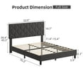 thumbnail image 2 of Twin Size Platform Bed Frame with Upholstered Headboard, Fabric Upholstered Bed Frame with Adjustable Headboard, Bed Frame with Diamond Pattern and Soft Fabric, Wood Slat Support, Grey, 2 of 9