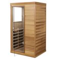 thumbnail image 6 of JXXRZ 1 Person Sauna, Far Infrared Sauna with 6 Carbon Heaters, Bluetooth, 180° Left-Hinged Panoramic Tempered Glass Door, Canadian Red Cedar Wood Dry Sauna for Home Indoor Use, 6 of 9