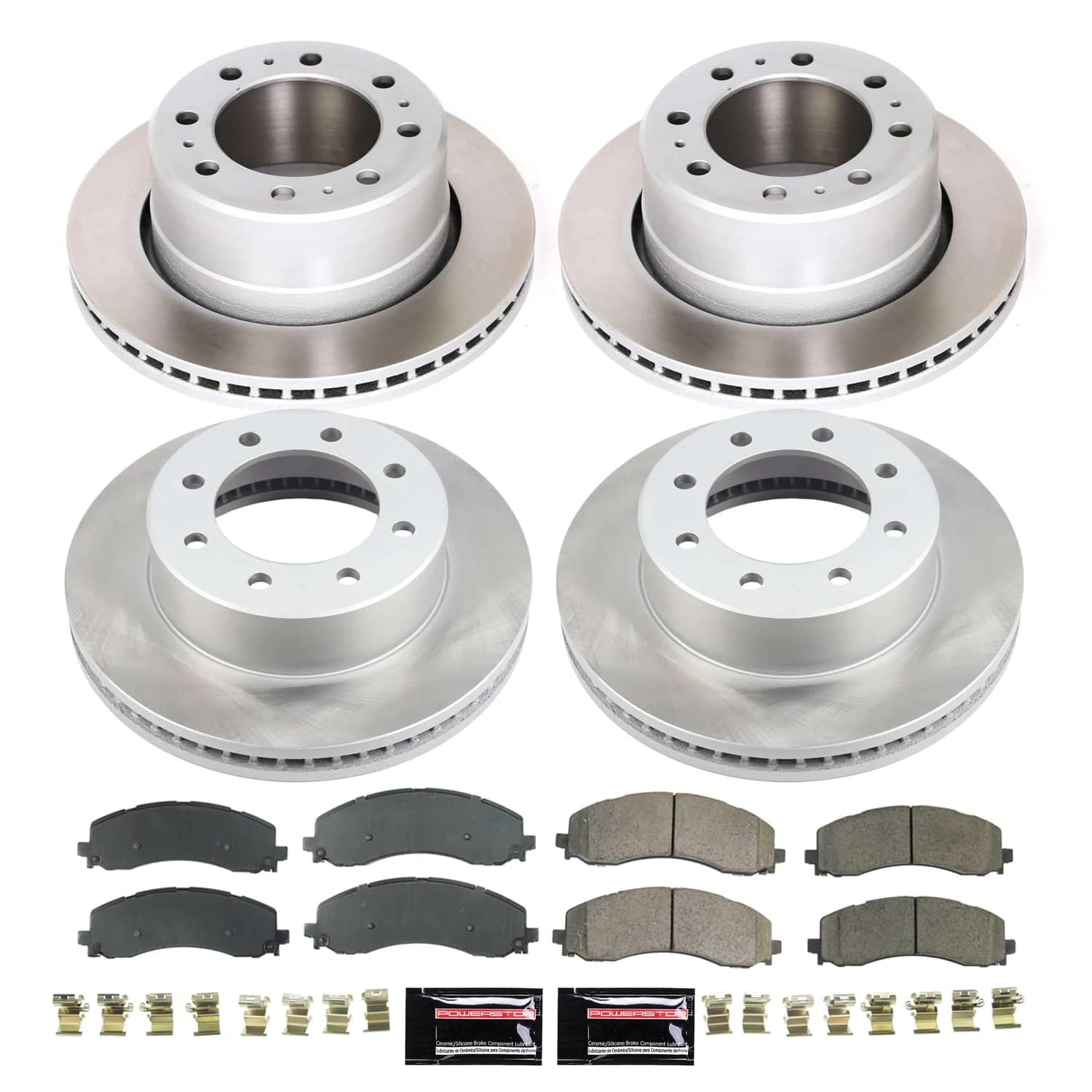 PowerStop Front and Rear Semi-Coated Rotor and Low-Dust Ceramic Brake Pad Kit SC8640