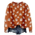 thumbnail image 2 of YVNAURA Knitted Halloween Pullover Sweater for Women Funny Pumpkin Graphic Crewneck Cozy Warm Fall Winter Spooky Season Top Casual Daily Outfit 1 Pack, Orange,XXL, 2 of 8