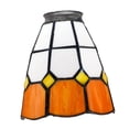 thumbnail image 2 of Pantalla de lámpara de vidrio con protección para bombillas E27, pantalla colgante de bucle, estilo retro Naranja Blanco, 2 of 9