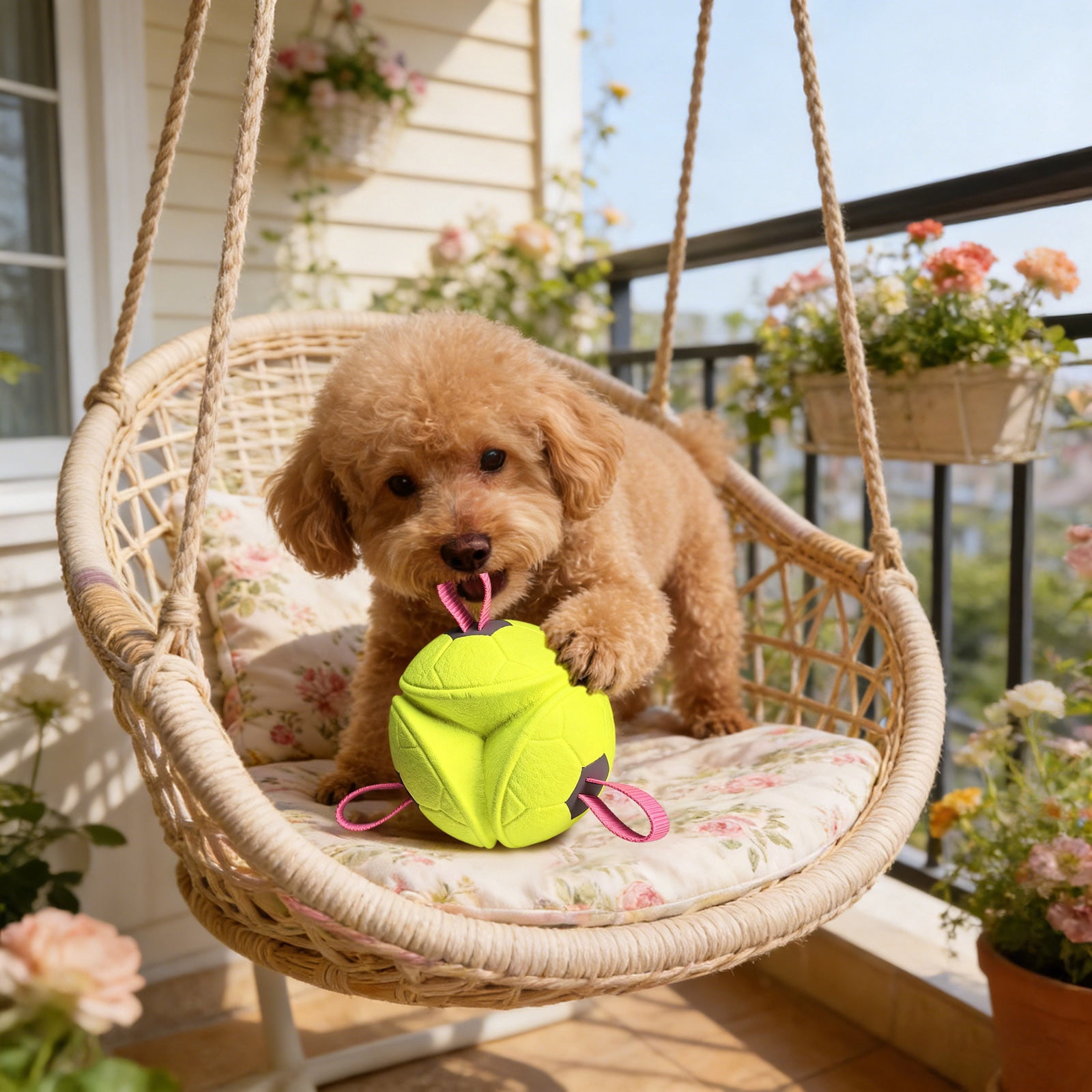 Interactive Dog Ball With Rope Tug-of-war Puppy Toy For Aggressive Chewers Teething Indoor Outdoor Play Home Use