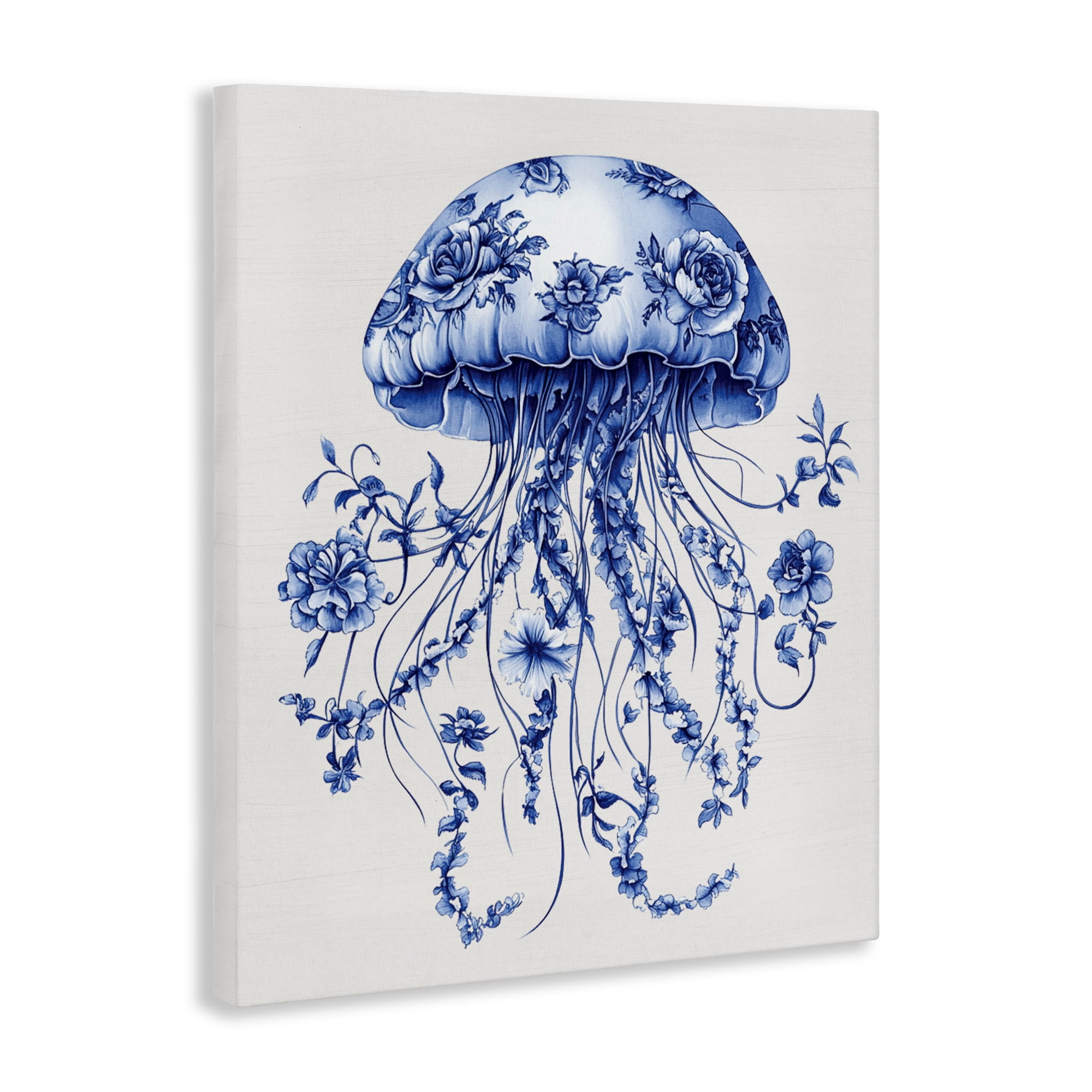 Funky Vintage Toile Jellyfish Canvas Wall Art, design by Lettered and Lined