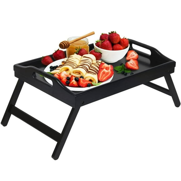 CHUANK Bed Tray Table with Folding Legs Bamboo Breakfast in Bed for TV Table Laptop Computer Tray Eating Snack Tray(Bamboo)