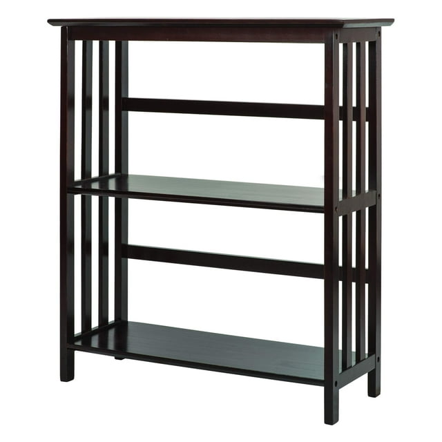 Bibliothèque à 3 Tablettes Style Mission pour la Maison Décontractée, Espresso