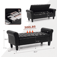thumbnail image 3 of AVAWING Upgraded Armed Storage Bench, Leather Upholstered Ottoman for Living Room & Bedroom, Black, 3 of 8