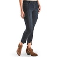 thumbnail image 4 of Tractr Women's Front Fray Panel Step Hem Jeans Indigo 26, 4 of 6