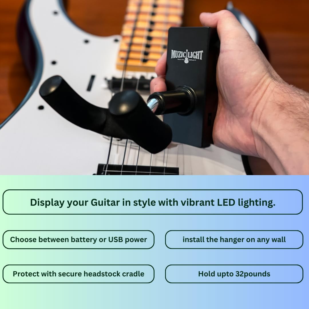 MuzicLight Guitar Wall Hanger - Blue