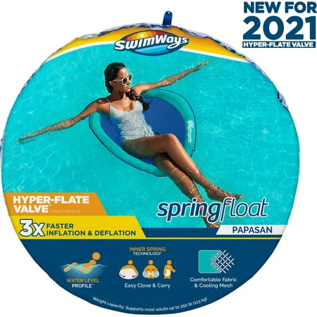 SwimWays Spring Float Papasan Inflatable Pool Lounger with Hyper-Flate Valve - Aqua