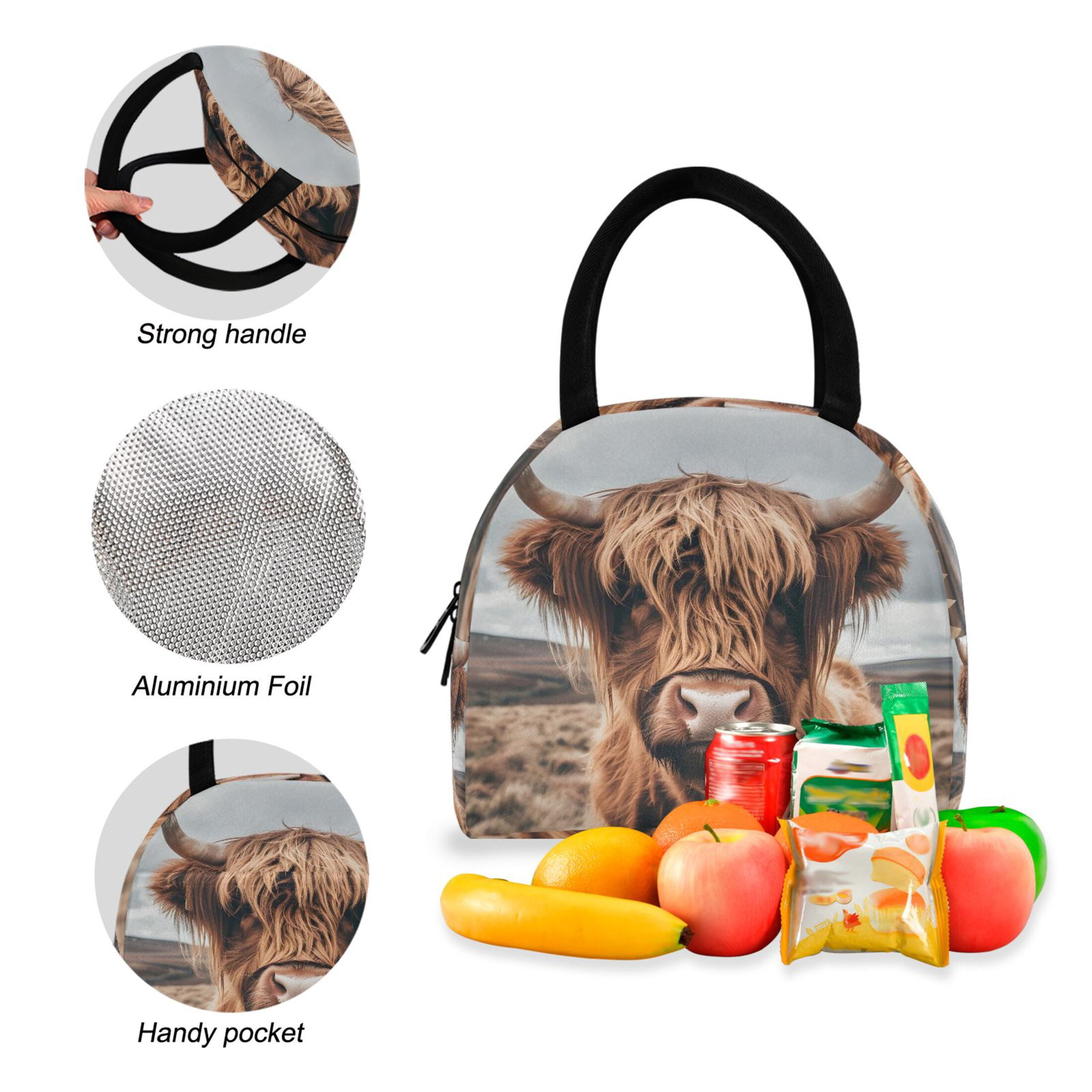 ALAZA Backpack Set A Highland Cow Elementary School Bags Student BookBag with Lunch Bag