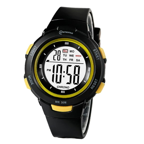 Relojes electrónicos impermeables para exteriores para niños, reloj de pulsera con cronómetro y alarma. Negro