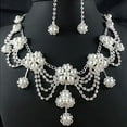 thumbnail image 4 of NUZYZ Women'sRhinestone Faux Pearl Necklace Earring Wedding Bridal Jewelry Set, 4 of 5