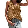 thumbnail image 6 of Ounisa Halter Sequin Tank Tops for Women Sleeveless Sparkly Glitter Club Outfits Ruched Flowy Shiny Party Concert Shirt, 6 of 9
