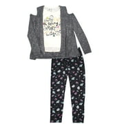 Sweater Knit Hooded Cardigan, Tank & Print Legging, 3-Piece Outfit Set (Little Girls & Big Girls)