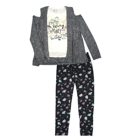Sweater Knit Hooded Cardigan, Tank & Print Legging, 3-Piece Outfit Set (Little Girls & Big Girls)