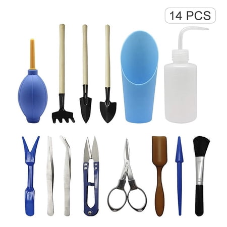 14PCS Garden Planting Tool Set Bonsai Succulent Transplanting Miniature Fairy Garden Planting Gardening Hand Tools for Home Office Garden