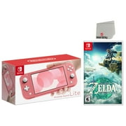 Nintendo Switch Lite 32GB Coral Edition and Legend of Zelda: Tears of the Kingdom Bundle - Japan Import with US Plug with Screen Cleaning Cloth