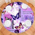 thumbnail image 2 of Purple Butterfly Flower Text Pattern Round Fitted Tablecloth with Elastic Edge,Dining Table Cover Waterproof,Outdoor Round Tablecloth for Camping,Dining,Indoor and Outdoor, 2 of 7