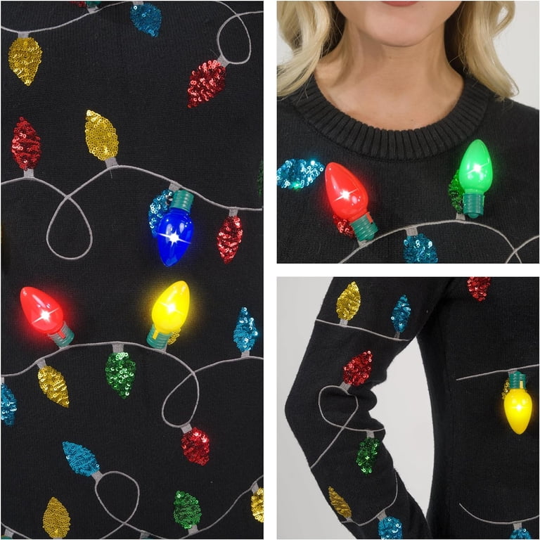 light up christmas sweater dress Woman Light Up Pullover Ugly Christmas Sweater