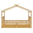 thumbnail image 4 of Harper & Bright Designs Full Size Wooden House Bed with 2 Storage Drawers, Wood Montessori Daybed Frame with Roof, Natural, 4 of 17