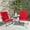 Red, variant on Suncrown Patio Padded Folding 3-Pieces Chair Set Adjustable Reclining Outdoor Furniture Metal Sling Chair with Coffee Table, Red