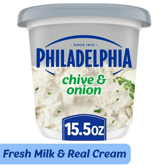 Philadelphia Flavored Cream Cheese Spread, 1 Tub, for Smooth, Spreadable Mornings, Chive & Onion, No Artificial Preservatives, Flavors or Dyes, 15.5 oz