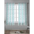 thumbnail image 4 of Teal Grey Botanical Curtains 63 Inch Length,Sheer Curtains for Bedroom Living Room Window Pastoral Spring Summer Leaf Aesthetics Rod Pocket Drapes Kitchen Curtains Small Half Window 42"x63" 2 Panels, 4 of 6
