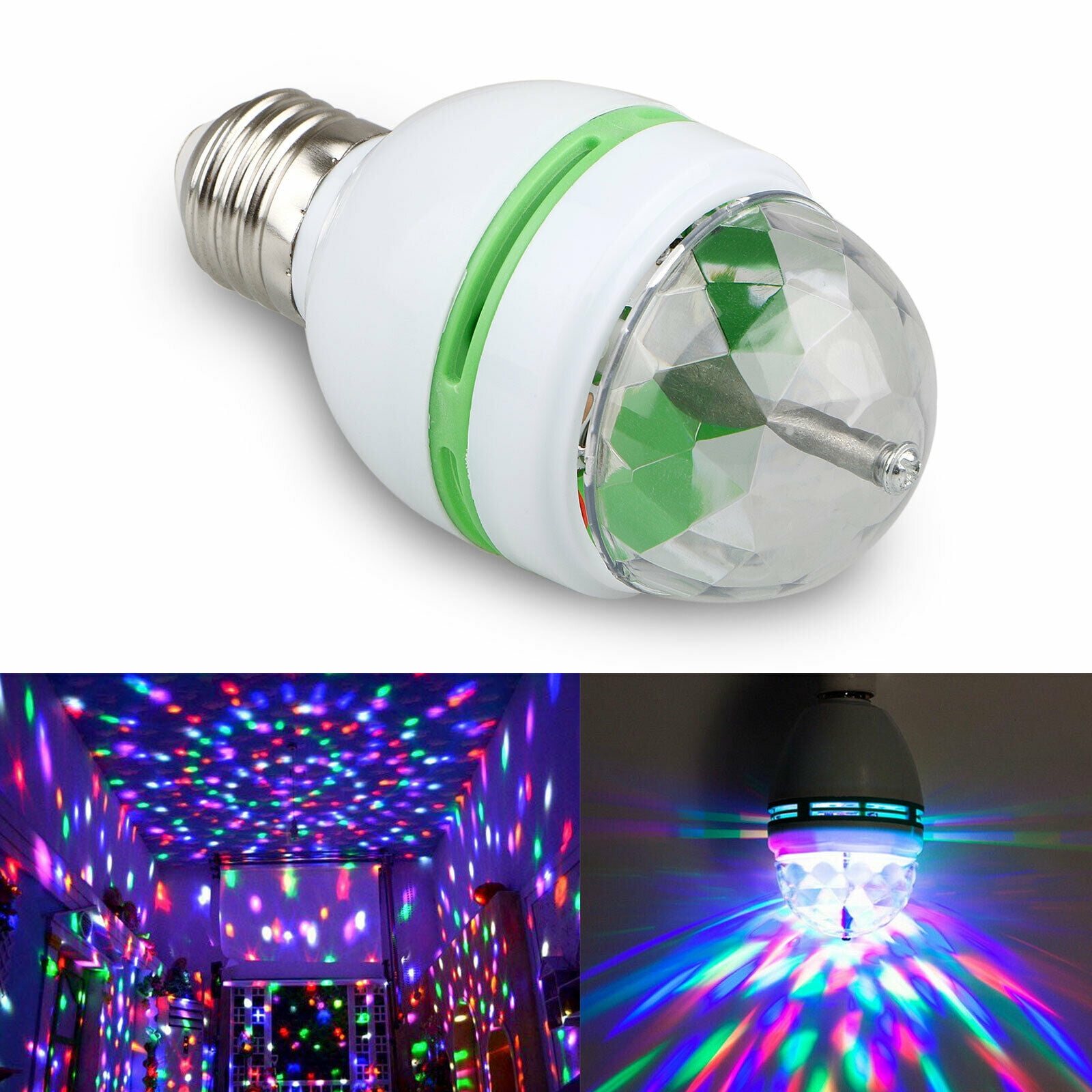E27 3W Colorful Rotating Stage RGB LED Light Bulb Xmas Party Disco DJ Lamp US 