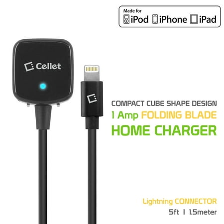 Cellet Compact 1 Amp Folding Blade Wall Charger Compatible for iPad Pro 10.5-inch, iPad Pro 9.7-inch, iPad (6th Generation), iPad (5th Generation), iPad mini 4/3/2/1, iPad Air (Best Font App For Ipad)