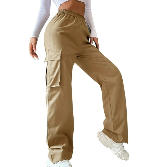 Pantalon Grand Taille Haute pour Femmes - Sans Ceinture, Jambe Droite, Polyester, Style Décontracté et Décontracté