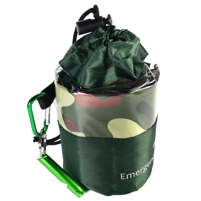 TFixol Dual-Person Camouflage Emergency Sleeping Bag with Visual Storage, Includes Carabiner and Whistle, PET Material, Compact & Lightweight for Outdoor Adventures