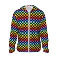 thumbnail image 1 of Vsdgher Rainbow Chequerboard Print Adult Hoodie Shirts Rash Guard for Men Women,Long Sleeve Sun Protection Fishing Shirts for Athletic Running Swim-Medium, 1 of 7
