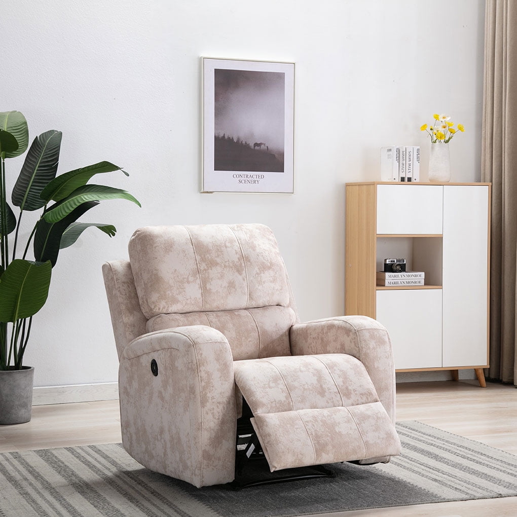 Velvet Recliner Chair Living Room Padded Comfortable Sofa with Overstuffed Seat 