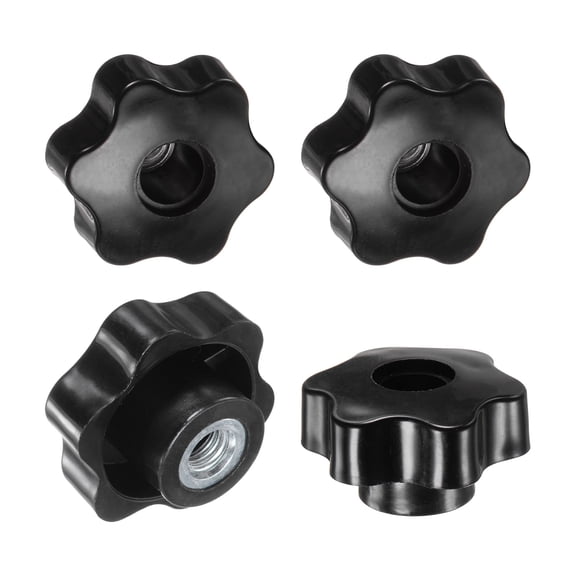 Uxcell 4-Pack 6 Star Knobs, M10 Female Thread 48mm Hexagon Head Through Hole Steel Clamping Grip Handles