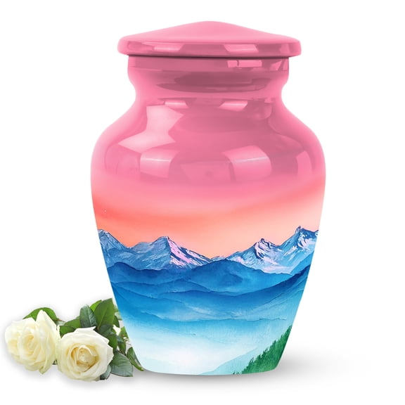 SABURIAL Mountains Urn - Mini Urn For Human Ashes - Handcrafted Burial Urns For Male & Female Ashes - Small Keepsake Urns For Dad Ash - 3 Inch Small - Pack Of 1