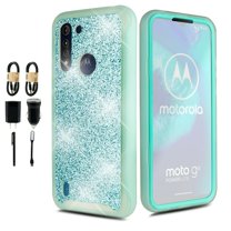 Bundle and for Moto G8 Power LITE Glitter Phone Case Dual Layer Full-Body Rugged Clear Back Case Drop Resistant Shockproof Case with Built In Screen Protector