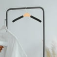 thumbnail image 3 of WASHWEPE 5pcs Padded Sweater Hangers Wooden Space-saving Round Hook for Home Use Black, 3 of 8