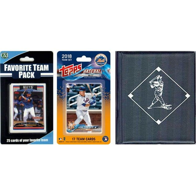 C & I Collectables METSTSC18 MLB New York Mets Licensed 2018 Topps Team Set & Favorite Player Trading Cards Plus Storage Album