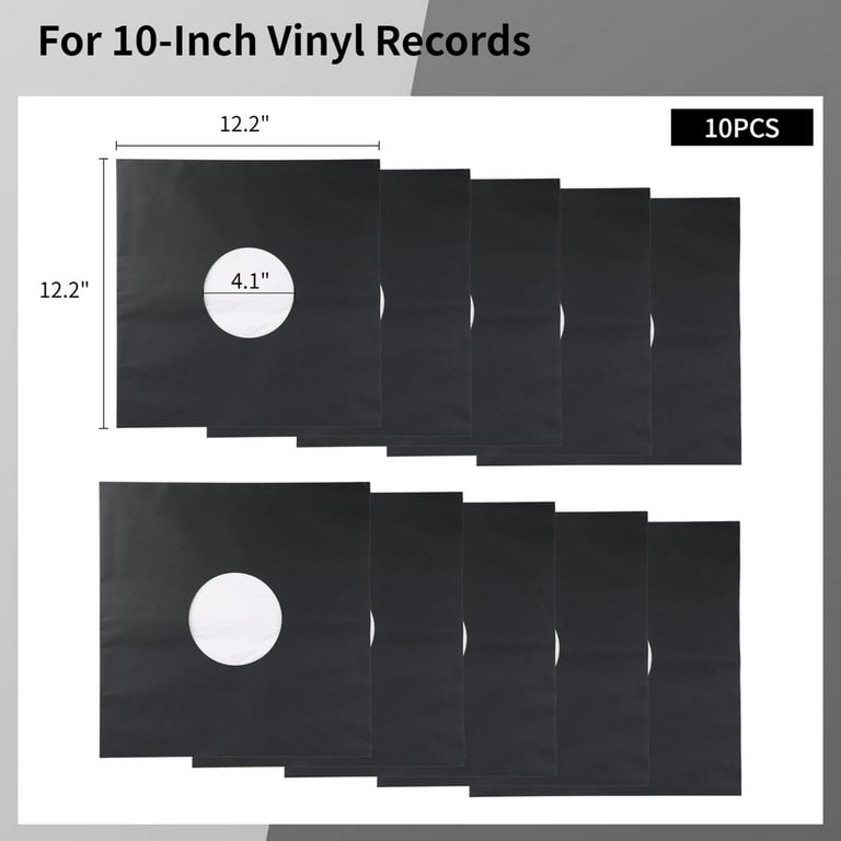 10PCS Vinyl Record Sleeves, Black Kraft Paper Dust Sleeves for 10 Vinyl  Records, Anti Static LP Record Protective Covers, Dual Inner Album Jackets Vinyl  Record Jackets 
