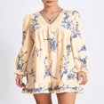 thumbnail image 3 of Robe à Manches Longues Col en V à Fleurs pour Femmes Tenue de Maternité Décontractée, 3 of 7