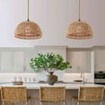 thumbnail image 5 of IC INSTANT COACH Woven Pendant Lights, Brown Woven Rattan Shade, Hemp Rope Hanging Cord with Switch, E26 Farmhouse Chandelier Pendant Light Fixtures for Kitchen Island, Dining Room, Living Room, Bedro, 5 of 7