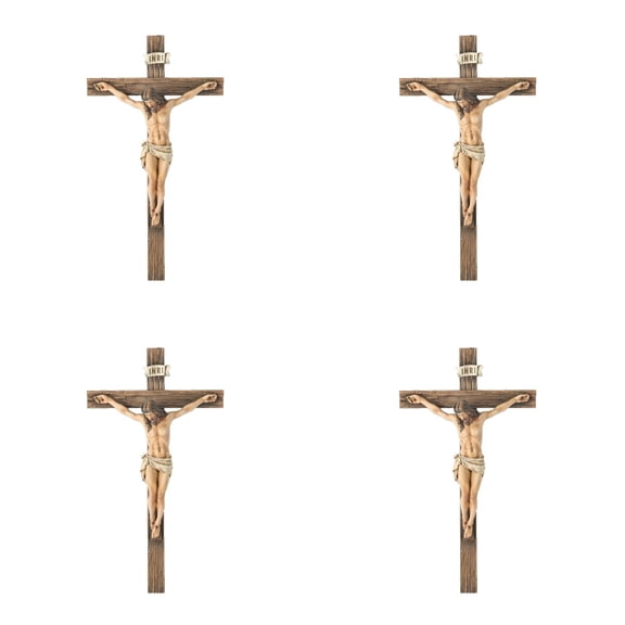 Catholic Crucifix Wall Resin Inspirational Home Décor Devout for Chapel Altar 4PCS