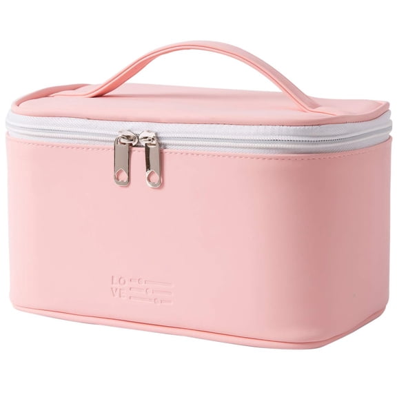 Meiyuuo Makeup Bag Large Cosmetic Bags for Women Girls Cute Travel Zipper Pouch Toiletry Organizer for Beauty Essentials Waterproof (Light Pink)