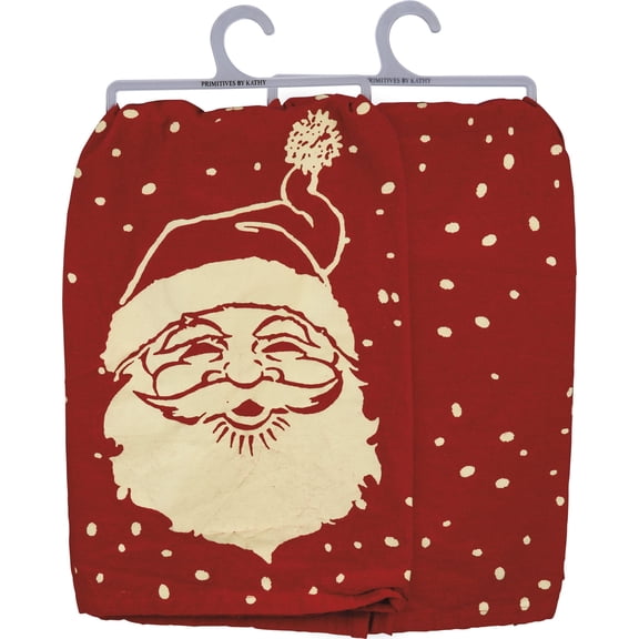 Primitives by Kathy Vintage Santa Face Design Cotton Dish Towel 28x28