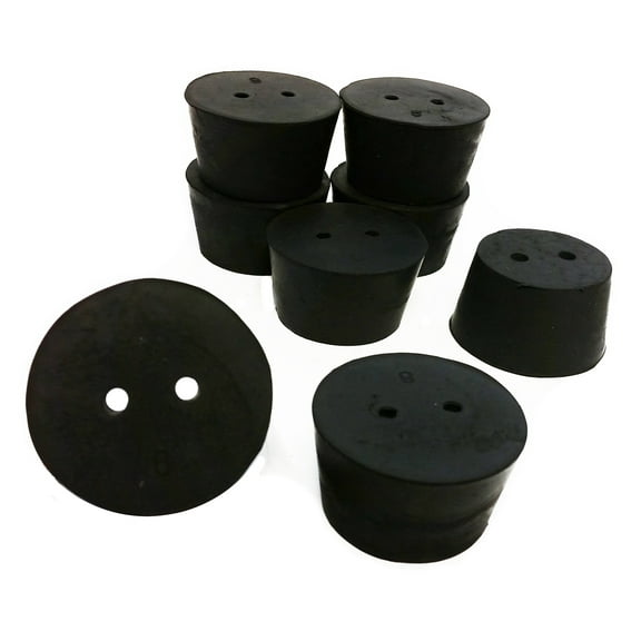 Stoppers, Rubber, Size 9, 2-Hole. Pack 1-Pound.