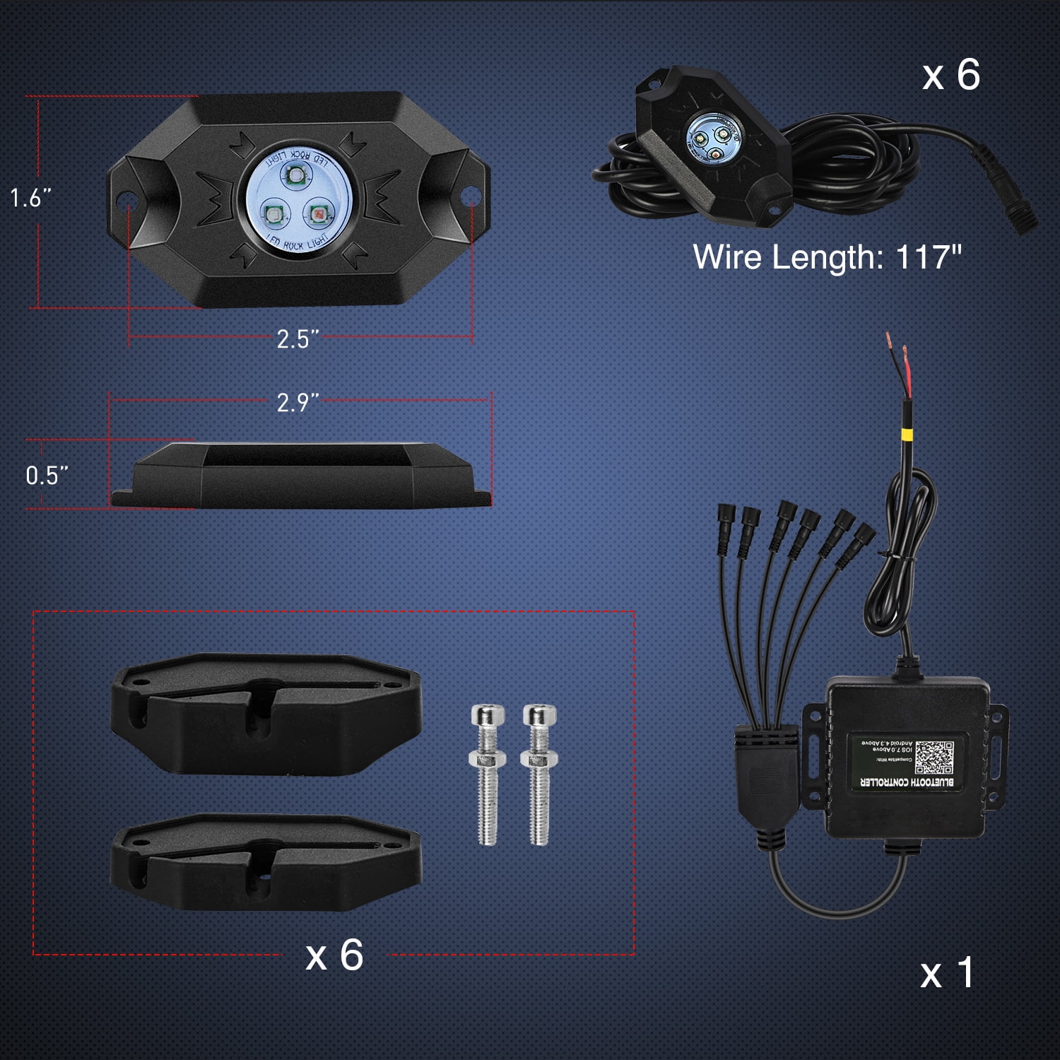 Nilight RGB LED Rock Lights Kit, 6 pods Underglow Multicolor Neon Light Pod with Bluetooth App Control Flashing Music Mode IP68 Exterior Wheel Well Light for Truck ATV UTV RZR SUV