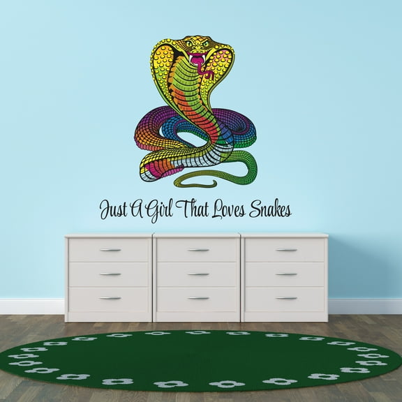 Animal Wall Decals for Boy's Bedroom - Cartoon Snake Lying and Looking at You Wall Sticker Decal With Easy Installation Instructions Kid's Bedroom Décor Wall Sticker - Size: 20 In x 20 In
