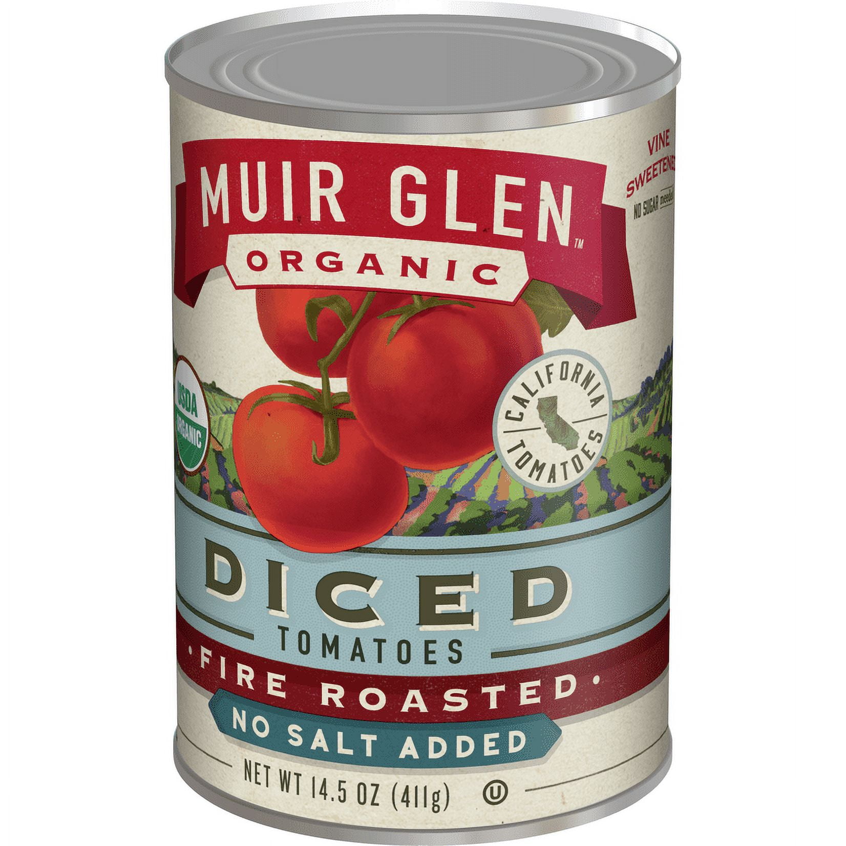 (12 Pack)Muir Glen Organic Diced Fire Roasted No Salt Added Tomatoes, 14.5 oz