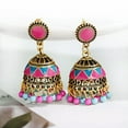 thumbnail image 3 of EOEMY Vintage Ethnic Gypsy Drop Stud Retro Earrings Jhumka Wedding Indian Jewelry-Gold-2, 3 of 5